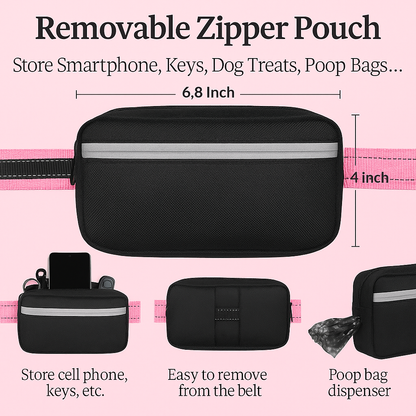 Hands Free Dog Leash with Zipper Pouch